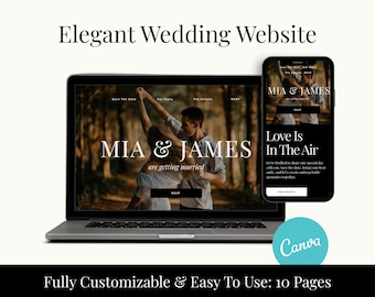 Aesthetic Wedding Website Template, Modern RSVP, Canva (Digital Invite)