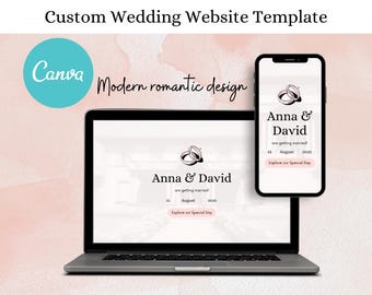 Customizable Retro Wedding Website Template: Canva RSVP, Save the Date (Digital Download)