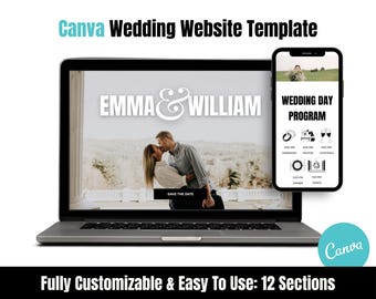 Editable Canva Wedding Website Template: RSVP & Digital Invitation (Instant Download)