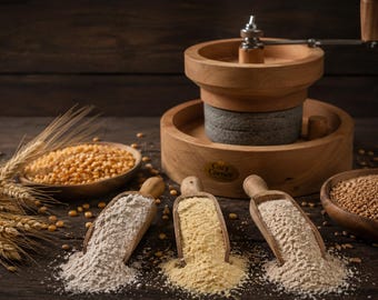 Handmade Stone Grain Mill for Fresh Flour – Manual Wooden Flour Grinder