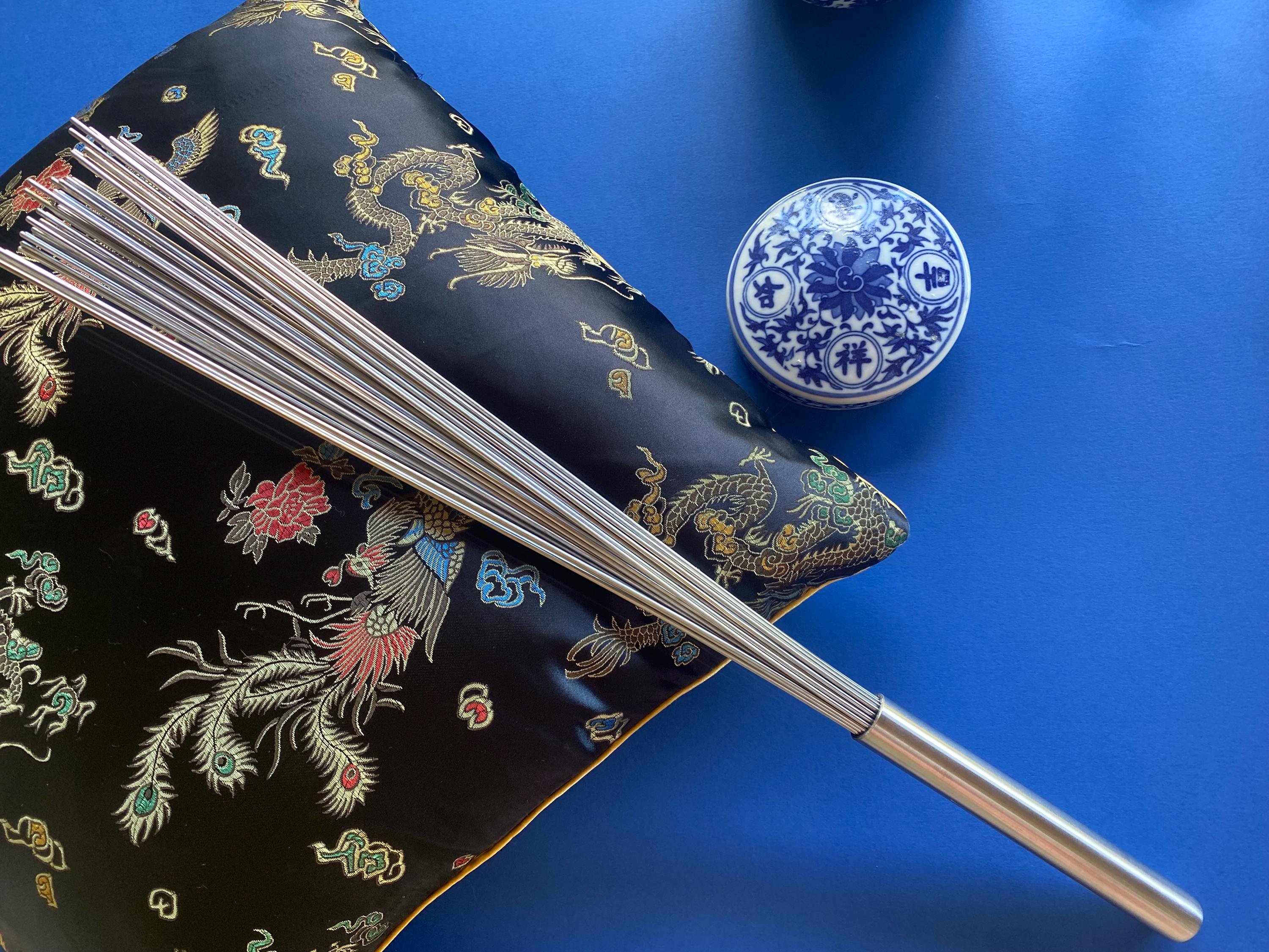 One Stainless Steel Daoist Massage Broom Brush Meta Whisk 50 rods