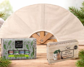 Sauna Gift Set | Fan, Coniferous Essential Oils, Spa Soap