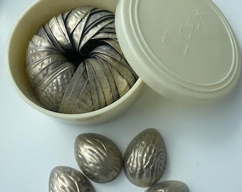 Vintage Soviet Oreshki Cookie Molds Set of 40 | Aluminum Walnut Baking Forms | USSR 1960s Kitchen Mold Set with Box | Retro Baking Tool