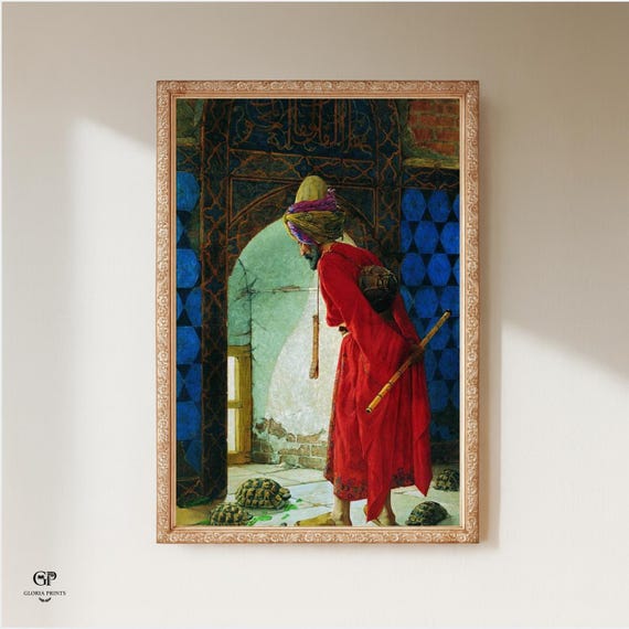 Osman Hamdi Bey Tortoise Trainer Print Ready to Hang, Orientalist Masterpiece Wall Art Decor Gift