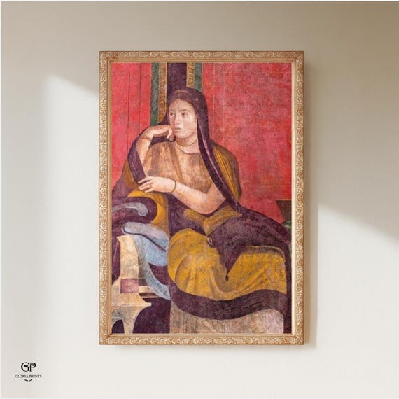 Pompeii Villa of Mysteries Fresco Print Ready to Hang, Ancient Roman Classical Wall Art Decor Gift
