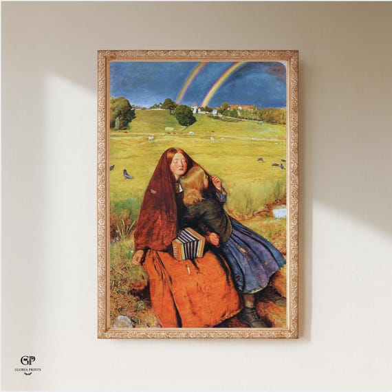 Millais Blind Girl Painting Print Ready to Hang, Victorian Pre-Raphaelite Wall Art Decor Gift