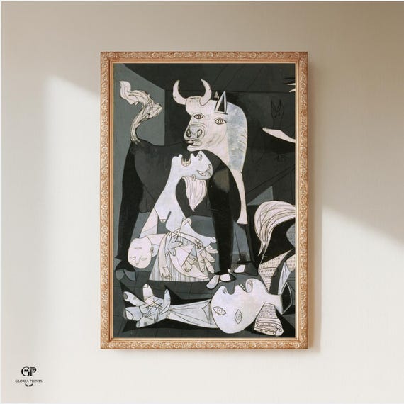 Picasso Guernica Abstract Painting Print Ready to Hang, Modern Anti-War Expressionism Wall Art Decor Gift