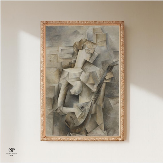 Picasso The Accordionist Cubist Painting Print Ready to Hang, Modern Abstract Expressionism Wall Art Gift