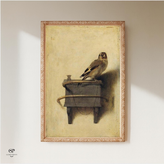 Antique Goldfinch Bird Painting | Farmhouse Wall Art Print