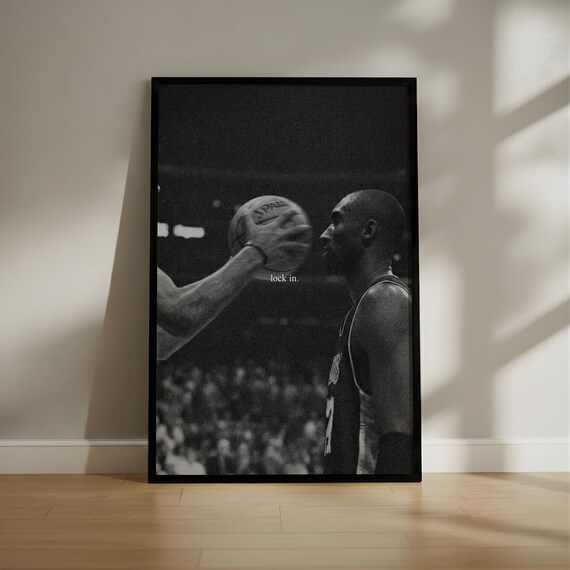 Kobe Bryant “Lock In” Poster | Motivational Basketball Wall Art | Lakers Legend Print for Gym, Studio, or Game Room
