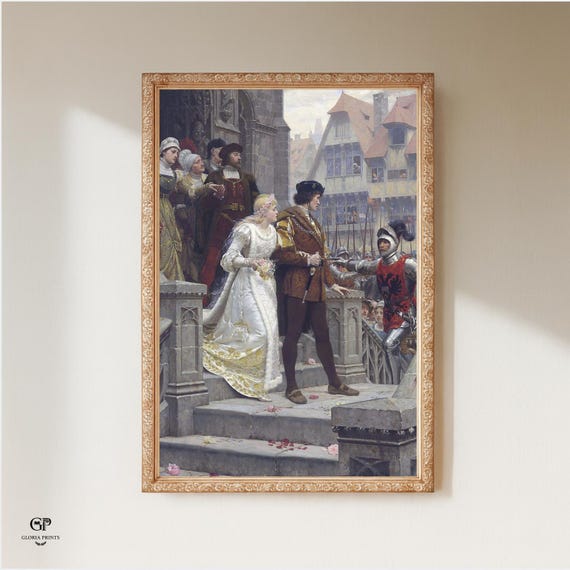 E.B. Leighton The Register Victorian Print Ready to Hang, Medieval Wedding Historical Dark Academia Wall Art Gift