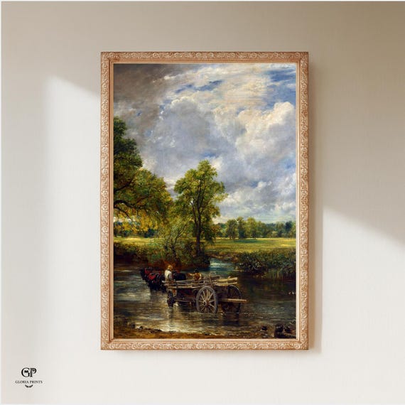 Constable Hay Wain Painting Print Ready to Hang, Romantic English Landscape Wall Art Decor Gift