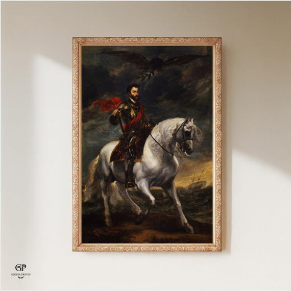 White Horse Equestrian Portrait | Rubens Style Baroque Animal Art