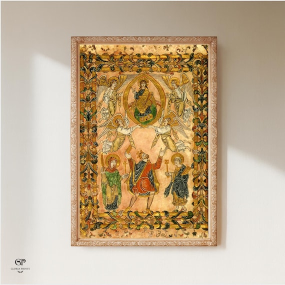 Medieval King Edgar Illuminated Manuscript Print Ready to Hang, Anglo-Saxon Religious Wall Art Decor Gift