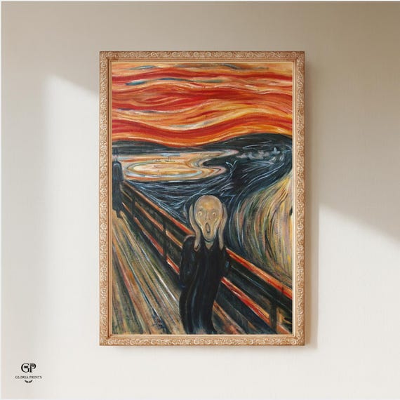 Munch The Scream Painting Print Ready to Hang, Expressionism Modern Abstract Wall Art Decor Gift