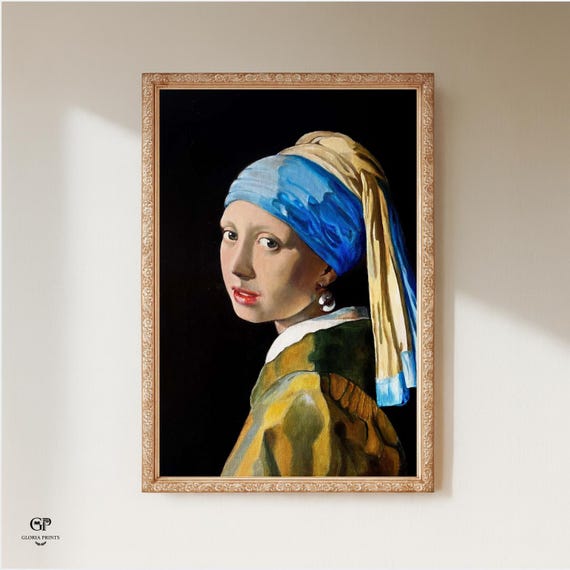 Vermeer Girl with Pearl Earring Print Ready to Hang, Dutch Masterpiece Museum Quality Wall Art Gift