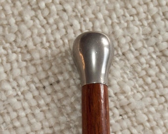 Antique Walking Stick, With Sterling Silver Head