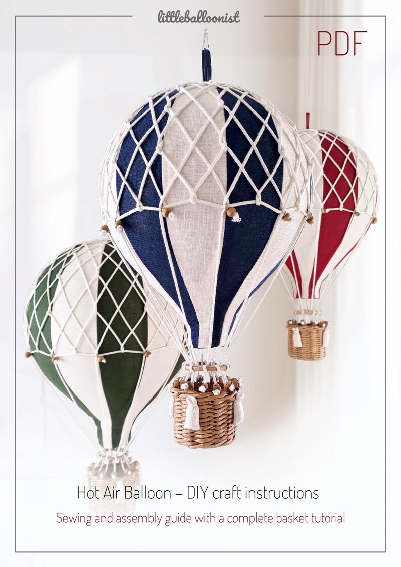 Hot Air Balloon Sewing Pattern PDF • DIY Nursery Decor • Baby Shower ...