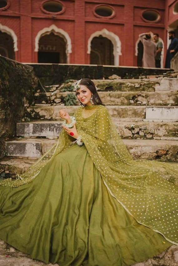 Yellow Green Mehndi Dress For Bride Buy Green Mehndi Indian Dresses Online  For Women In USA