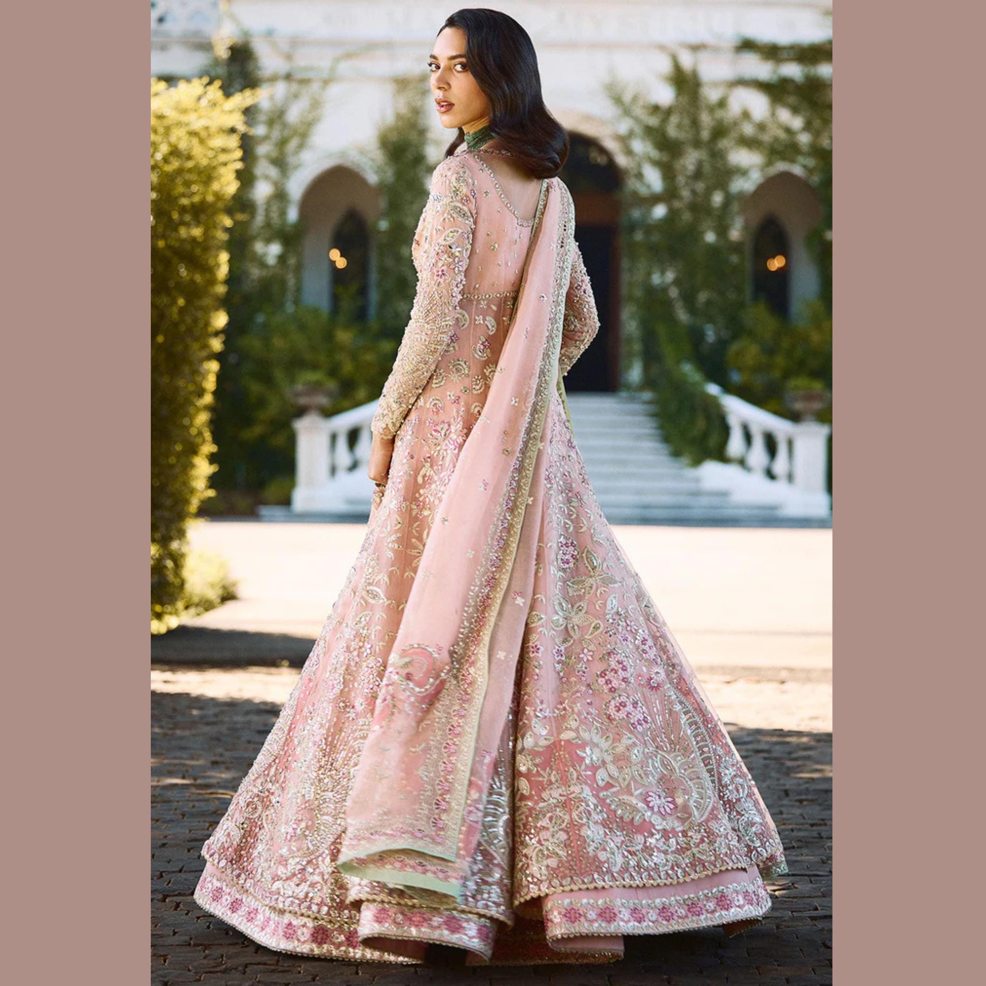 Custom Pink Indian Pakistani Bridal Wedding Wear Dress, Maxi Long Dress, Handmade Embroidered Net Gown, Nikah Walima Engagement Outfit