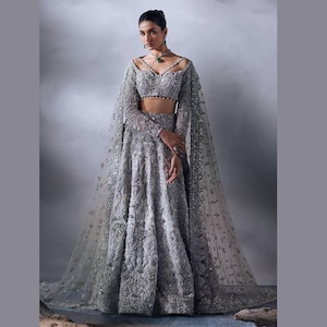 Hand-Embroidered Bridal Lehenga Choli: Pakistani Indian Wedding Gown