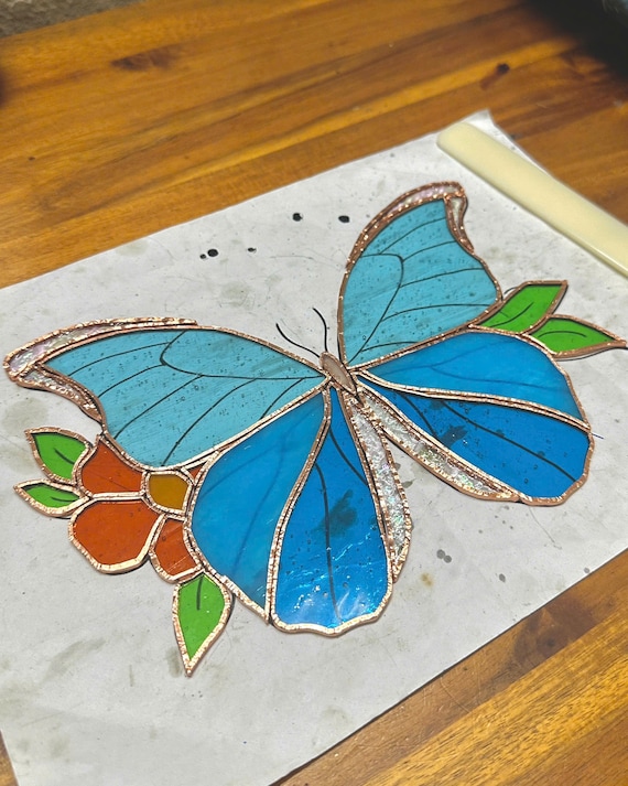 蝶と花のステンドグラス模様 - Etsy 日本