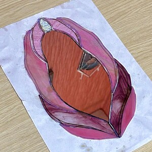Pink Version Vulva Stained Glass Mirror, Vulva Stained Glass Art, Vulva Art, Stained Glass Suncatcher, Vulva Mirror, Feminine Power, Mirror image 3