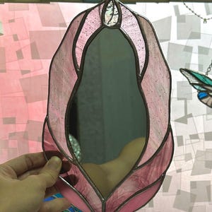 Pink Version Vulva Stained Glass Mirror, Vulva Stained Glass Art, Vulva Art, Stained Glass Suncatcher, Vulva Mirror, Feminine Power, Mirror image 8