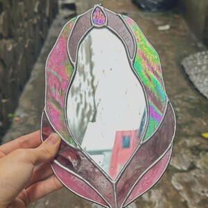 Pink Version Vulva Stained Glass Mirror, Vulva Stained Glass Art, Vulva Art, Stained Glass Suncatcher, Vulva Mirror, Feminine Power, Mirror image 6