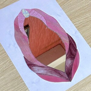 Pink Version Vulva Stained Glass Mirror, Vulva Stained Glass Art, Vulva Art, Stained Glass Suncatcher, Vulva Mirror, Feminine Power, Mirror image 4
