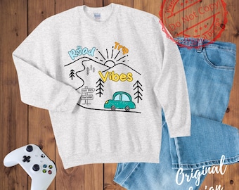 Road Trip Vibes SVG PNG: Car Mountains Travel Design (Digital Download)