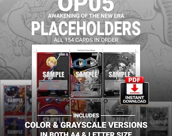 One Piece - El Despertar de la Nueva Era (OP05) MARCADORES DE POSICIÓN DEL MASTERSET - Marcadores de posición imprimibles (Descarga digital)