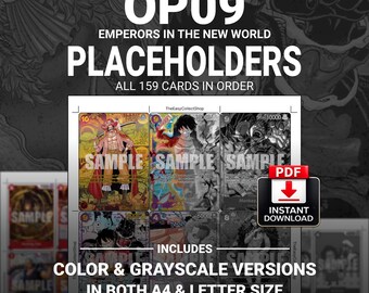 One Piece - Emperadores en el Nuevo Mundo (OP09) MARCADORES DE POSICIÓN DEL MASTERSET - Marcadores de posición imprimibles (Descarga digital)