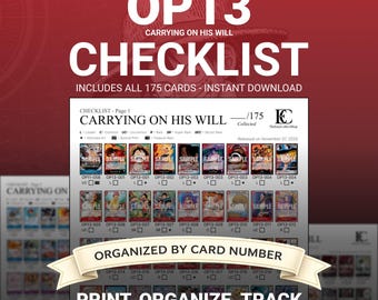 One Piece - Siguiendo su voluntad (OP13) LISTA DE VERIFICACIÓN COMPLETA - Lista de verificación imprimible (Descarga digital)
