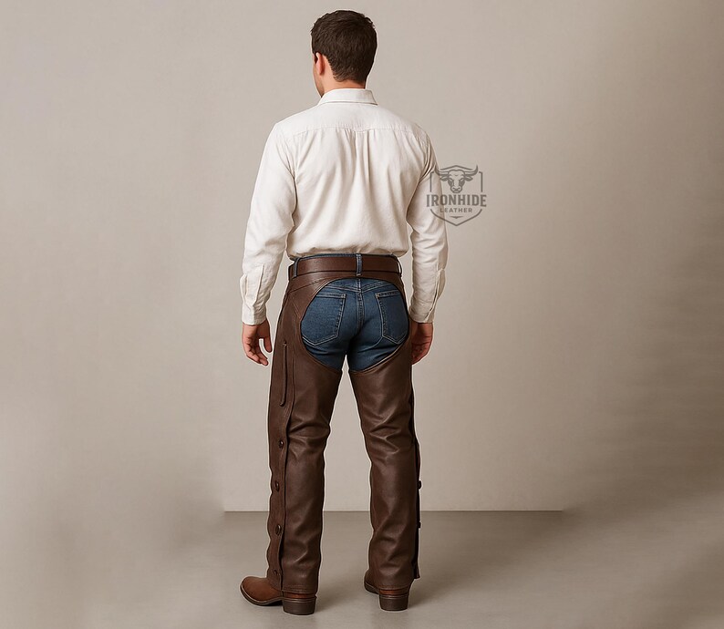 Custom Made Brown Leather Chaps for Men | Horse Riding Leather Chaps ...