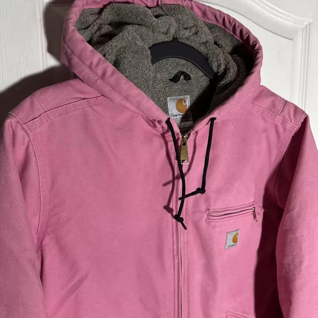 Carhartt  FOR WOMEN ピンク　ジャケット VTG Carhartt Women's RARE Pink Sherpa Lined WIP Work Jacket