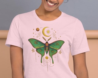 Boho Butterfly T-Shirt: Celestial Moon & Star Graphic Tee