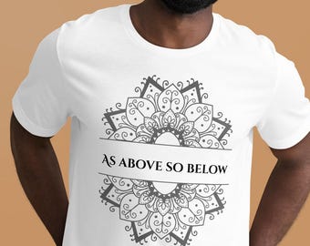 Katoenen T-shirt As Above So Below Mandala – spiritueel grafisch T-shirt