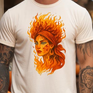 Flammengöttin Grafik T-Shirt: Boho spirituelles Feuer Kunst T-Shirt