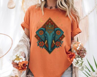 T-shirt kosmische olifant: uniseks T-shirt Boho Galaxy Celestial