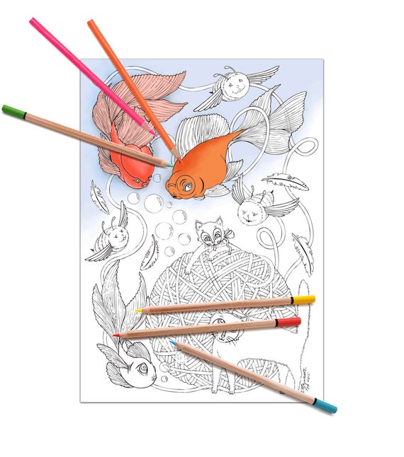 Download Adult Coloring Page Printable Coloring Pages For Adults Cats Etsy