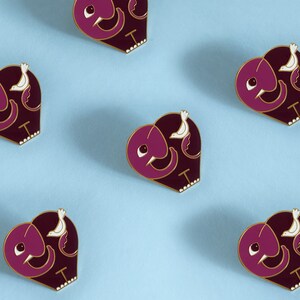 Cute Modern Kawaii Heart Elephant and Bird Friends Enamel Pin great gift for animal lovers, pin collectors, modern art enthusiasts image 2