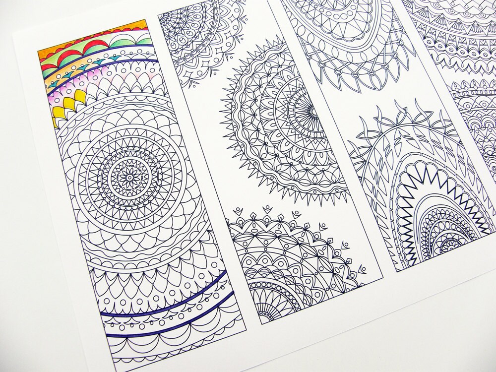 Tribal Bookmarks Coloring Page Abstract Mandala Design - Etsy