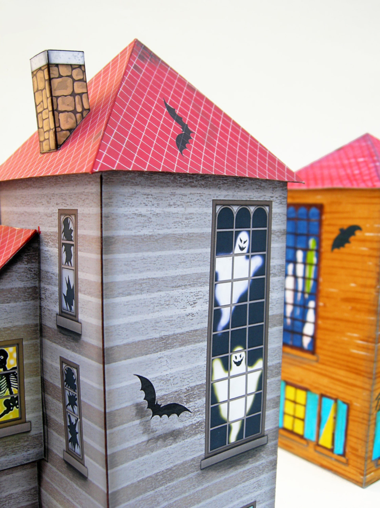 Printable DIY Paper Toy Halloween Haunted House Halloween Paper Decor ...