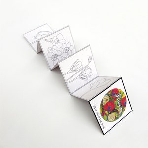 Mini Adult Coloring Book Flowers Pocket size travel coloring book floral nature handmade coloring book color page image 1