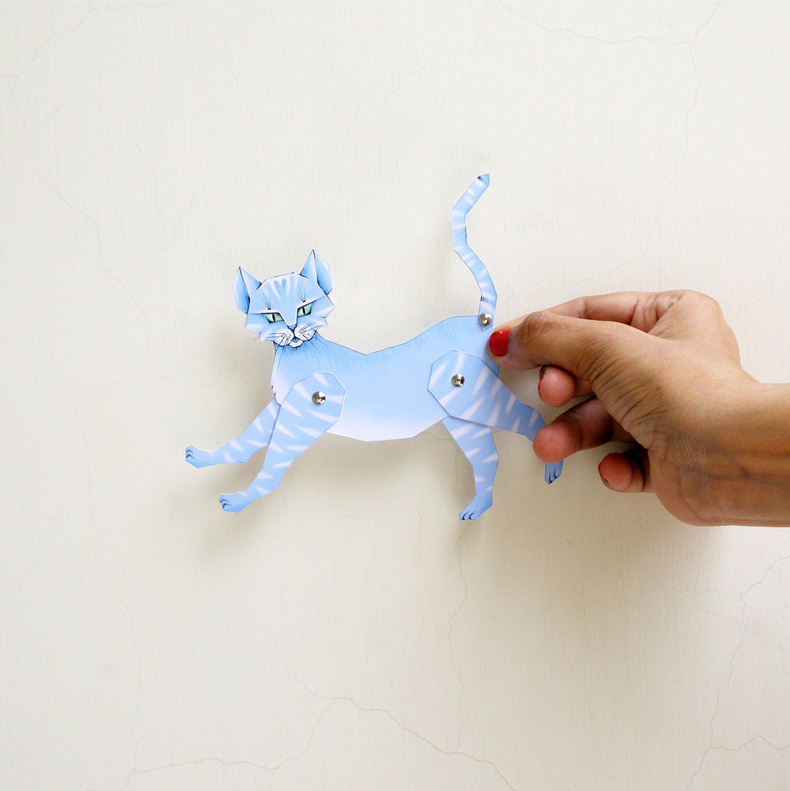 DIY paper cat articulated doll printable cat toy colorful Etsy