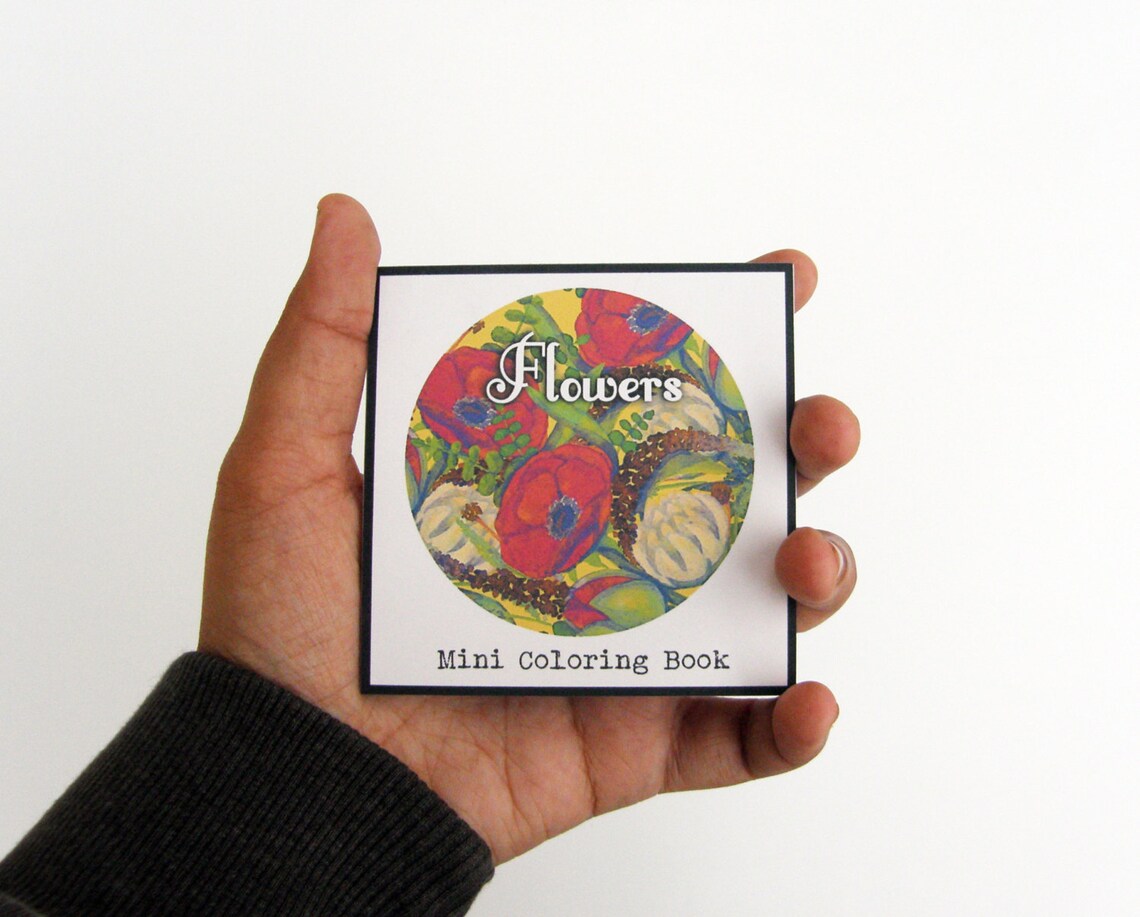 Mini Adult Coloring Book Flowers Pocket Size Travel Coloring Etsy