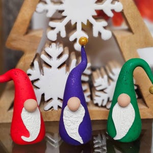 Handmade Polymer Clay Christmas Gnome Figurines: Scandinavian Ornament