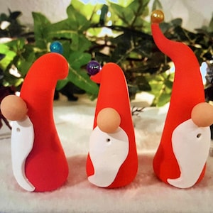 Hand made Gnomes, Polymer clay gnomes, Christmas Gnomes figurines, ornaments