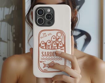 Retro Sardine Tin Phone Case – Italy Fish Design – Aesthetic iPhone & Samsung Case – Coastal Gift for Her - Summer Phone Case